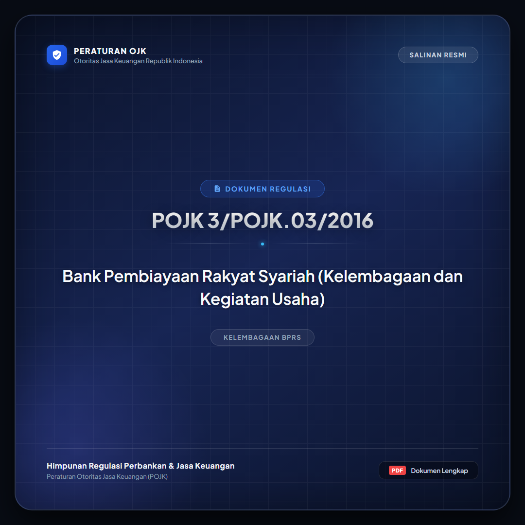 POJK 3-POJK.03-2016 - Bank Pembiayaan Rakyat Syariah